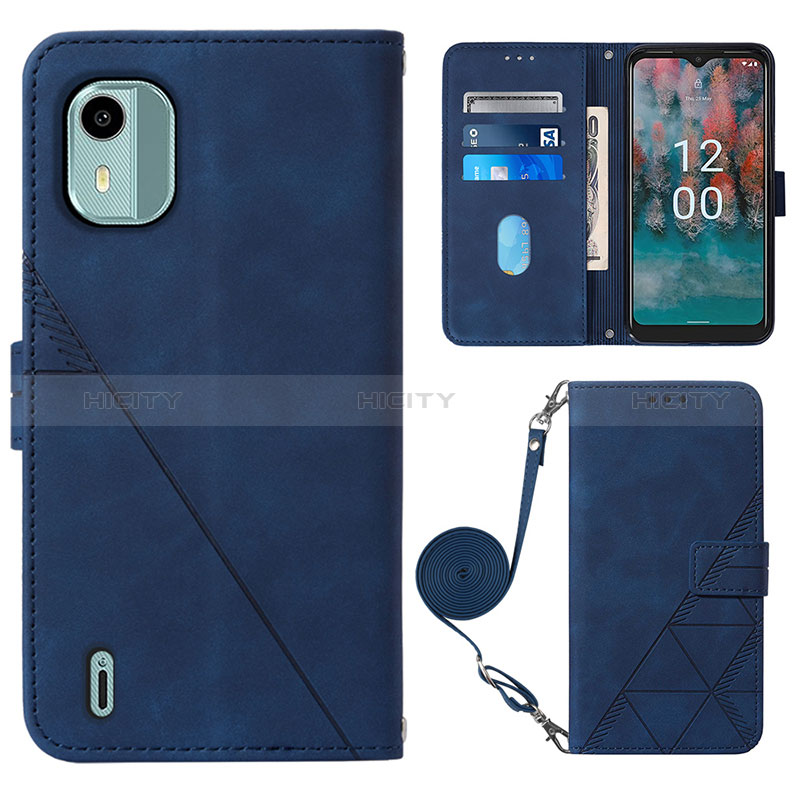 Handytasche Stand Schutzhülle Flip Leder Hülle YB1 für Nokia C12 Blau