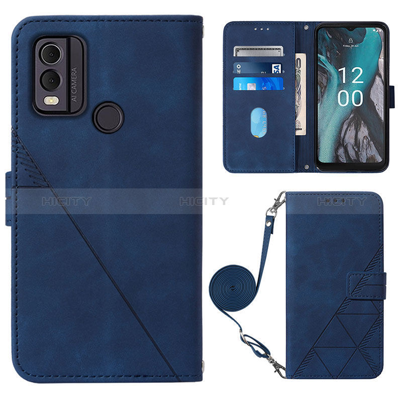 Handytasche Stand Schutzhülle Flip Leder Hülle YB1 für Nokia C22 Blau Plus