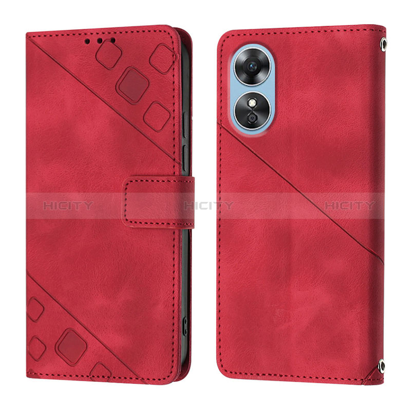 Handytasche Stand Schutzhülle Flip Leder Hülle YB1 für Oppo A17 Rot