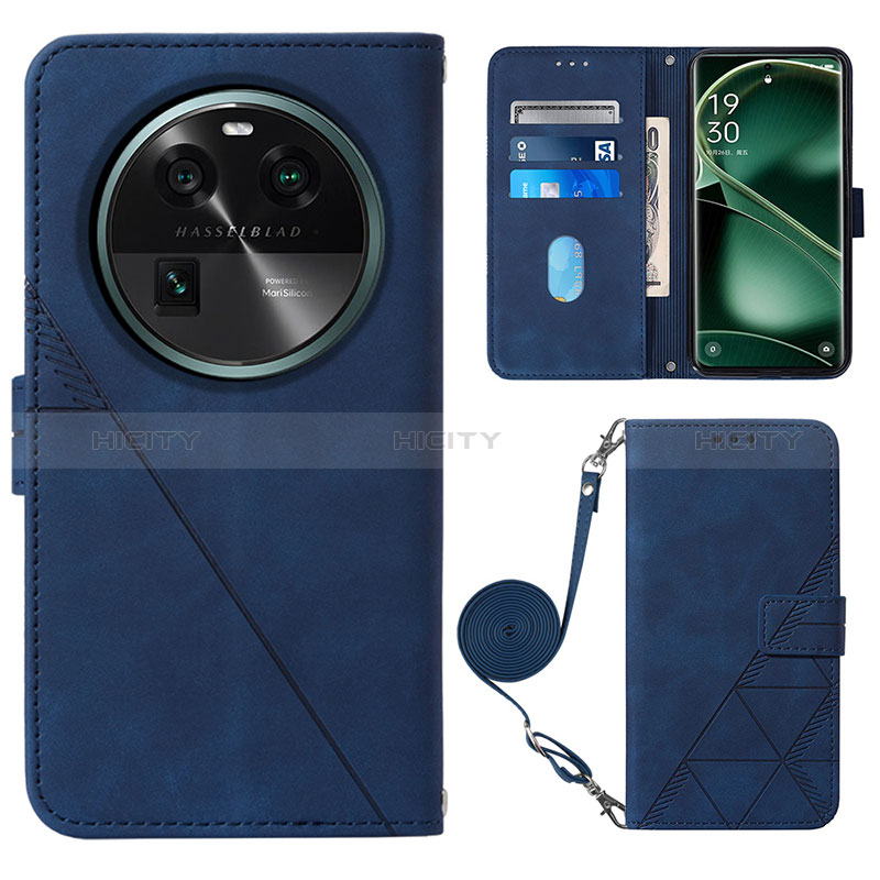 Handytasche Stand Schutzhülle Flip Leder Hülle YB1 für Oppo Find X6 5G Blau Plus