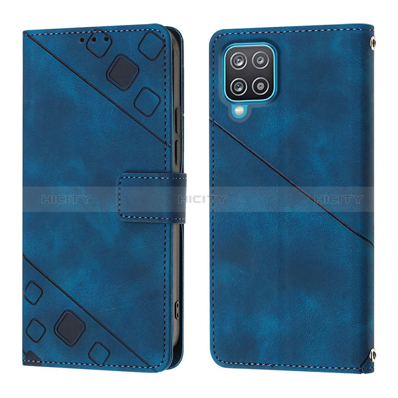 Handytasche Stand Schutzhülle Flip Leder Hülle YB1 für Samsung Galaxy A12 Blau Plus