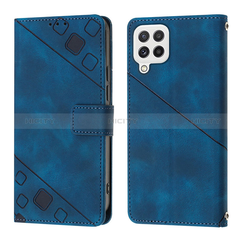 Handytasche Stand Schutzhülle Flip Leder Hülle YB1 für Samsung Galaxy M32 4G Blau Plus