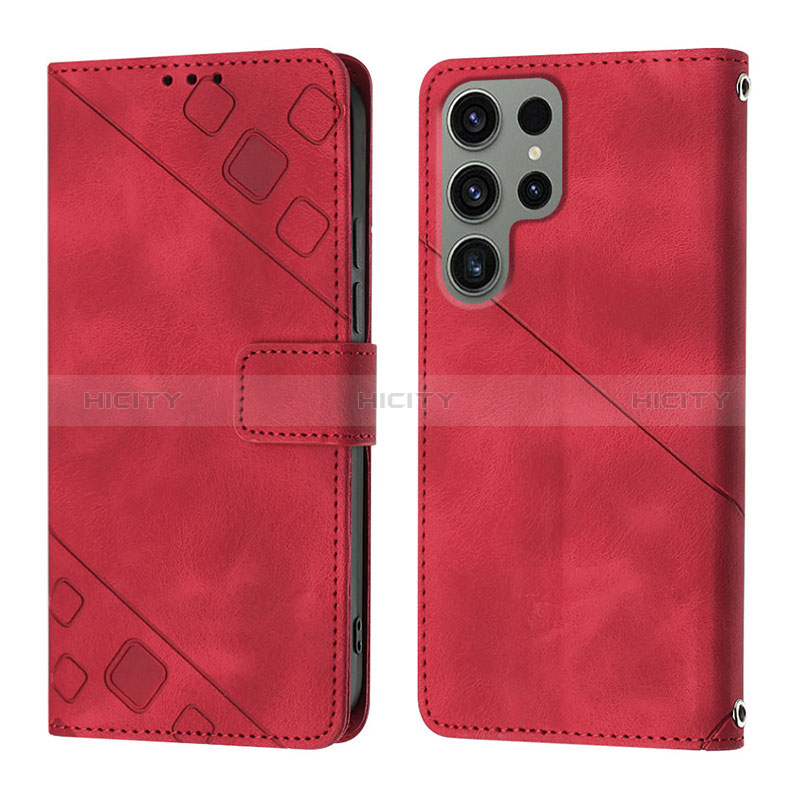 Handytasche Stand Schutzhülle Flip Leder Hülle YB1 für Samsung Galaxy S22 Ultra 5G Rot Plus