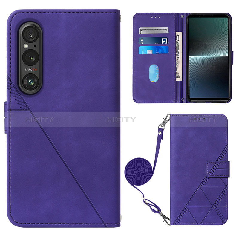 Handytasche Stand Schutzhülle Flip Leder Hülle YB1 für Sony Xperia 1 V Violett