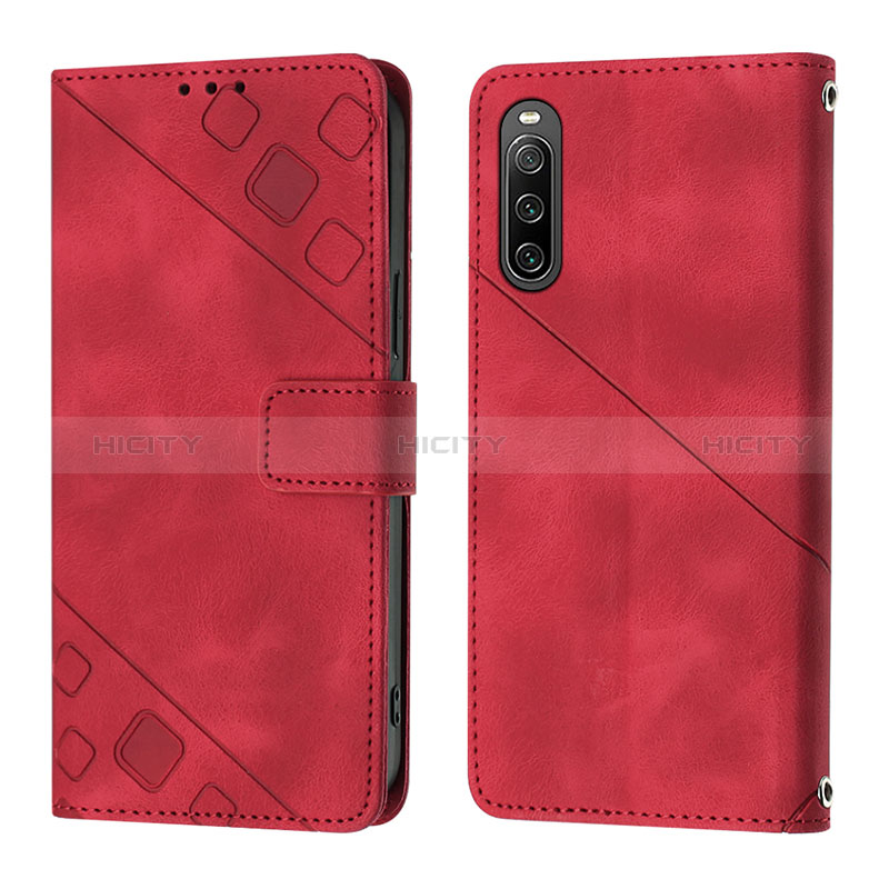 Handytasche Stand Schutzhülle Flip Leder Hülle YB1 für Sony Xperia 10 IV Rot Plus