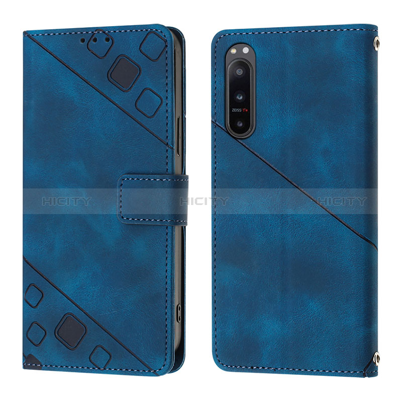 Handytasche Stand Schutzhülle Flip Leder Hülle YB1 für Sony Xperia 5 IV Blau