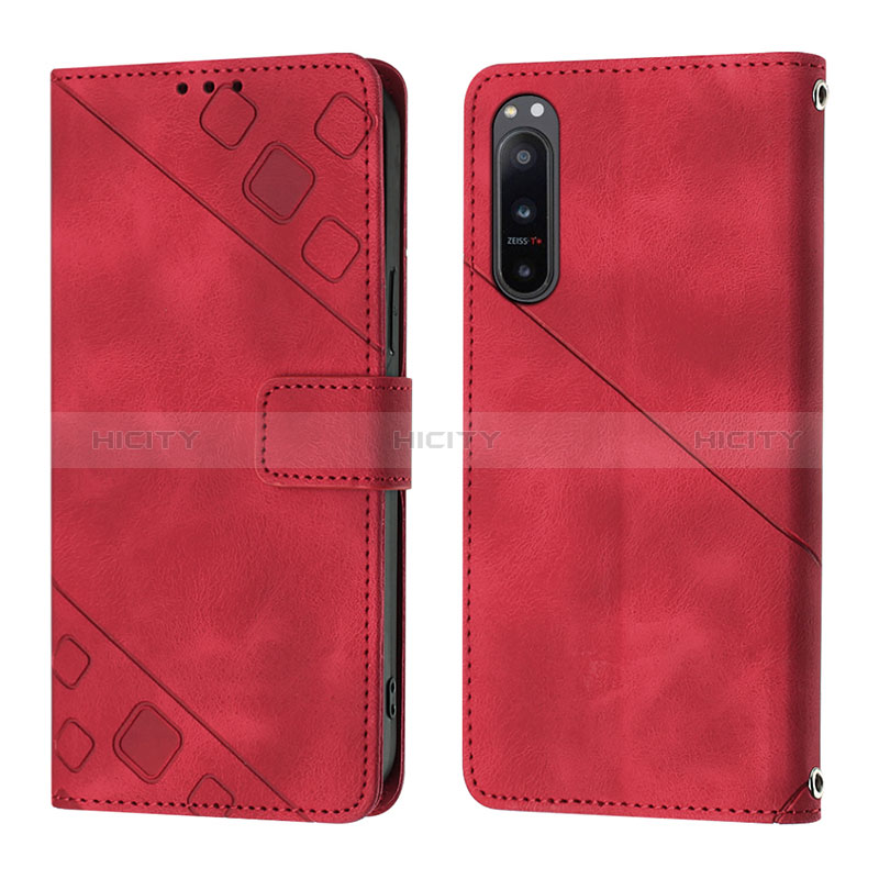 Handytasche Stand Schutzhülle Flip Leder Hülle YB1 für Sony Xperia 5 IV Rot