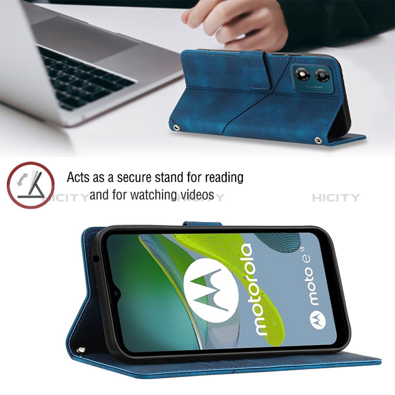 Handytasche Stand Schutzhülle Flip Leder Hülle YB2 für Motorola Moto E13 groß