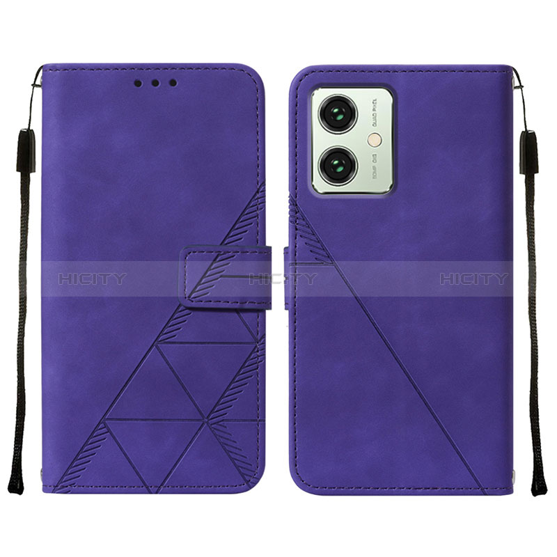 Handytasche Stand Schutzhülle Flip Leder Hülle YB2 für Motorola Moto G54 5G Violett Plus