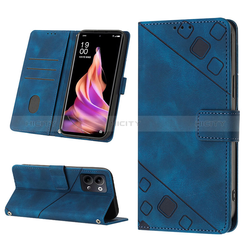 Handytasche Stand Schutzhülle Flip Leder Hülle YB2 für Oppo Reno9 Pro 5G groß