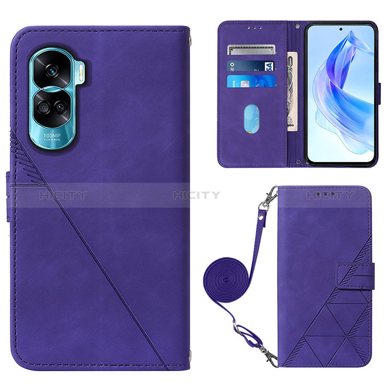 Handytasche Stand Schutzhülle Flip Leder Hülle YB3 für Huawei Honor 90 Lite 5G Violett Plus