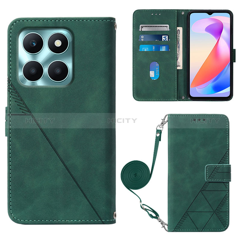 Handytasche Stand Schutzhülle Flip Leder Hülle YB3 für Huawei Honor X6a Grün