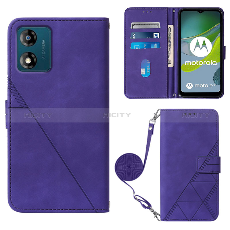 Handytasche Stand Schutzhülle Flip Leder Hülle YB3 für Motorola Moto E13 Violett