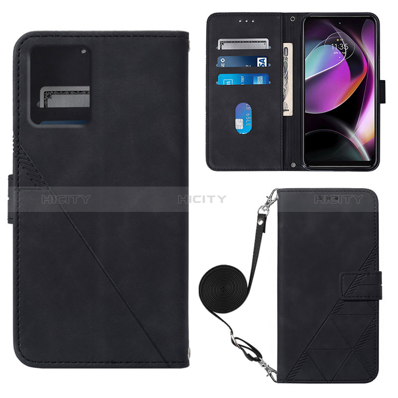 Handytasche Stand Schutzhülle Flip Leder Hülle YB3 für Motorola Moto G 5G (2023) Schwarz Plus