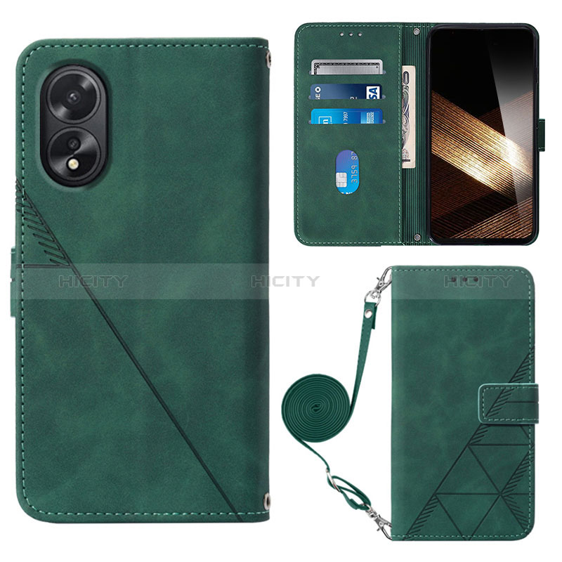 Handytasche Stand Schutzhülle Flip Leder Hülle YB3 für Oppo A18 Grün