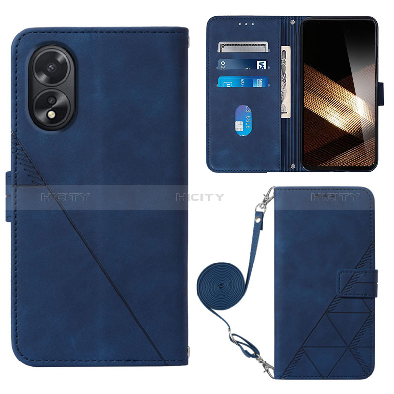 Handytasche Stand Schutzhülle Flip Leder Hülle YB3 für Oppo A38 Blau