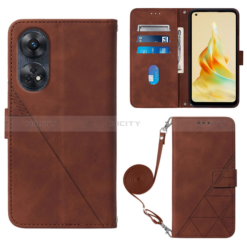 Handytasche Stand Schutzhülle Flip Leder Hülle YB3 für Oppo Reno8 T 4G Braun Plus