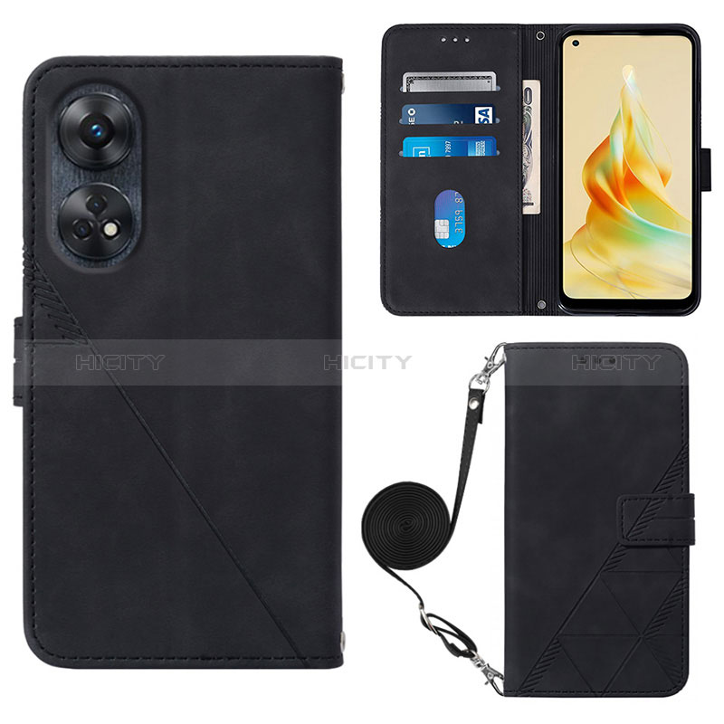 Handytasche Stand Schutzhülle Flip Leder Hülle YB3 für Oppo Reno8 T 4G Schwarz