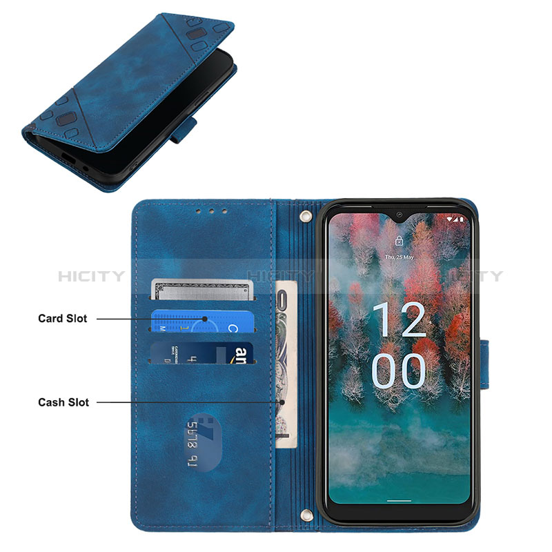 Handytasche Stand Schutzhülle Flip Leder Hülle YB4 für Nokia C12 groß