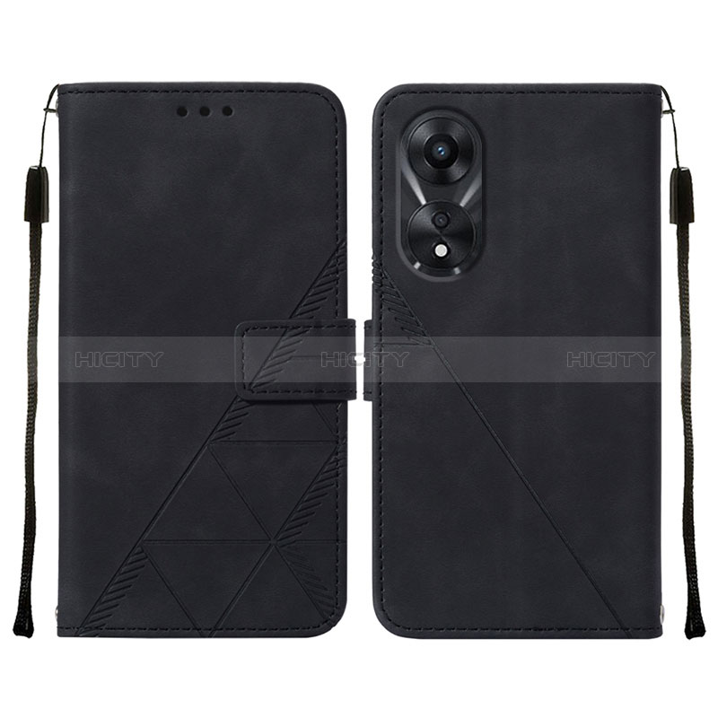 Handytasche Stand Schutzhülle Flip Leder Hülle YB4 für Oppo A58 5G Schwarz Plus