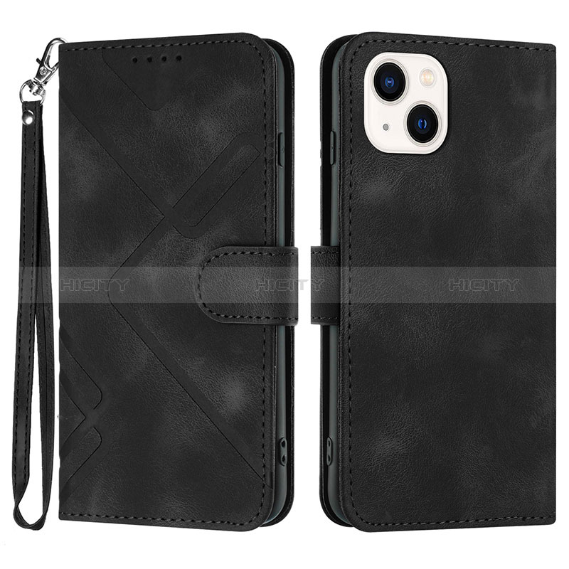 Handytasche Stand Schutzhülle Flip Leder Hülle YX1 für Apple iPhone 13 Schwarz Plus