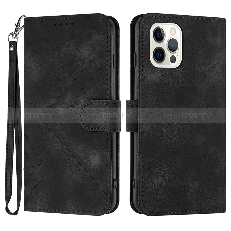 Handytasche Stand Schutzhülle Flip Leder Hülle YX1 für Apple iPhone 14 Pro Max Schwarz Plus