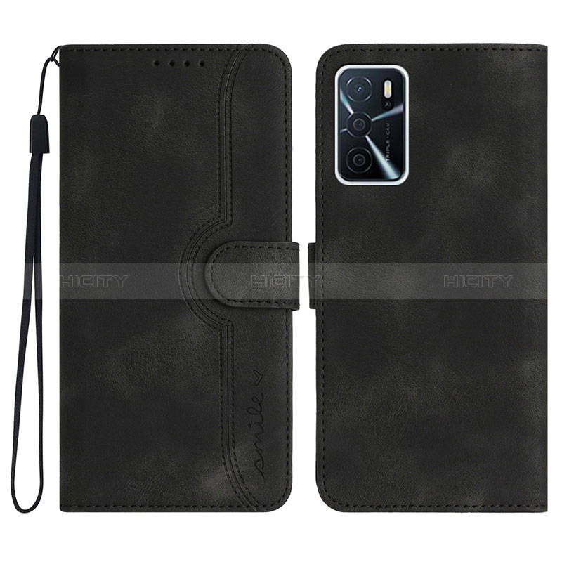 Handytasche Stand Schutzhülle Flip Leder Hülle YX1 für Oppo A16 Schwarz Plus