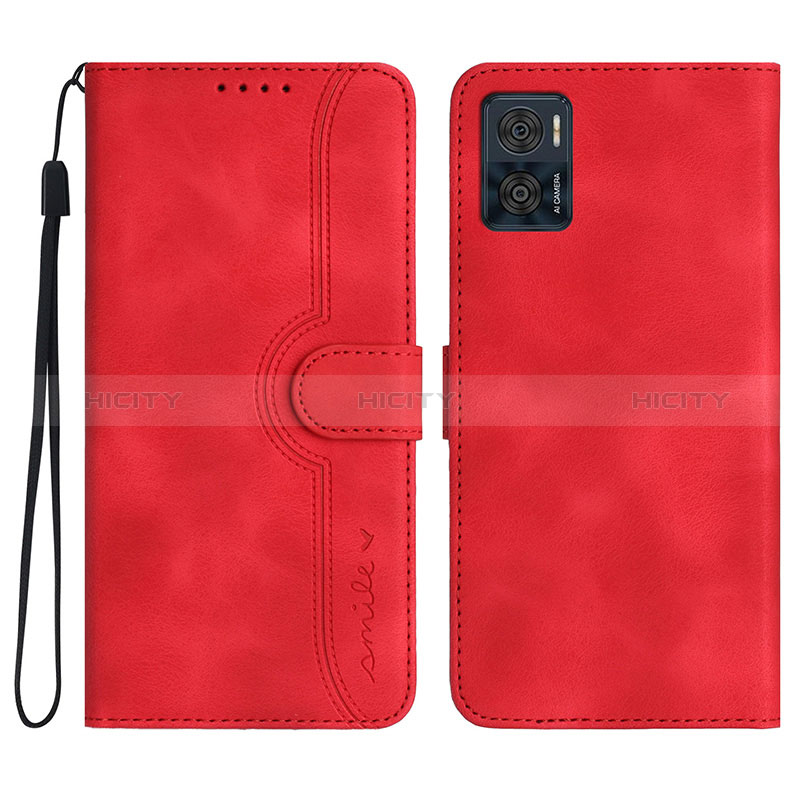 Handytasche Stand Schutzhülle Flip Leder Hülle YX2 für Motorola Moto E22 Rot Plus