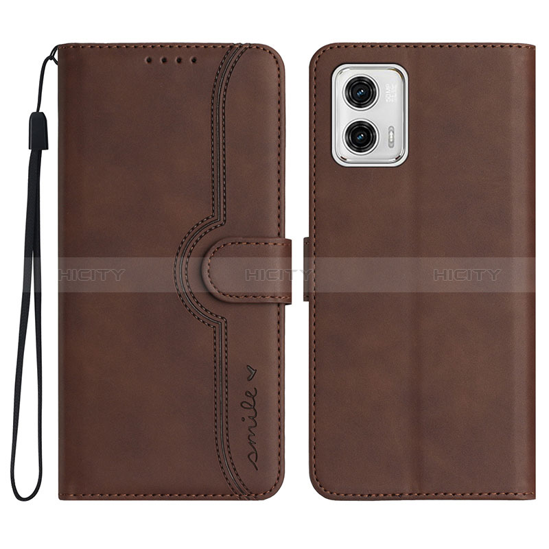 Handytasche Stand Schutzhülle Flip Leder Hülle YX2 für Motorola Moto G73 5G Braun