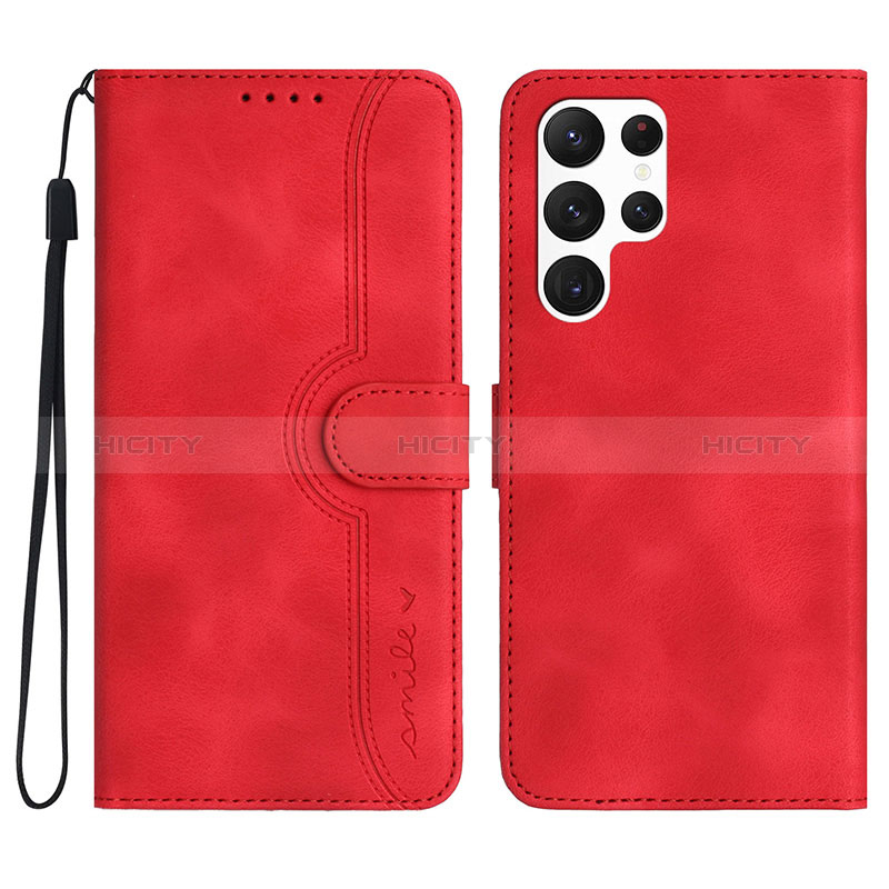 Handytasche Stand Schutzhülle Flip Leder Hülle YX2 für Samsung Galaxy S22 Ultra 5G Rot