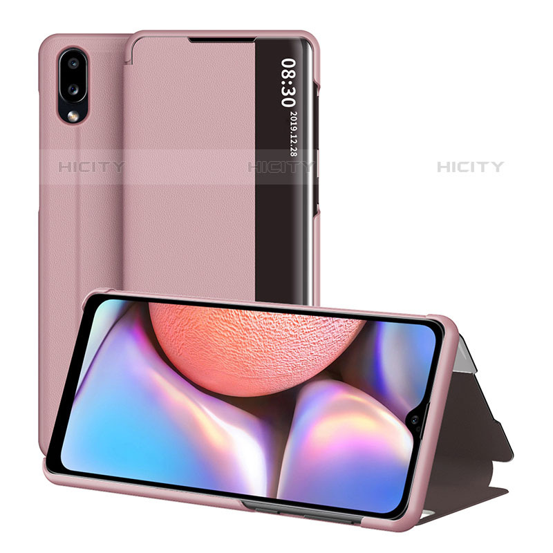 Handytasche Stand Schutzhülle Flip Leder Hülle ZL1 für Samsung Galaxy M01s Rosegold Plus