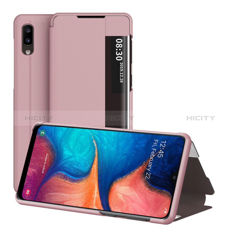 Handytasche Stand Schutzhülle Flip Leder Hülle ZL2 für Samsung Galaxy A20e Rosegold Plus