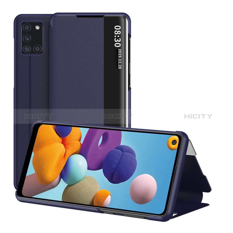 Handytasche Stand Schutzhülle Flip Leder Hülle ZL2 für Samsung Galaxy A21s Blau