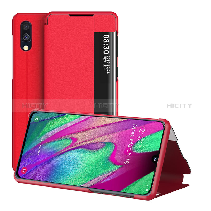 Handytasche Stand Schutzhülle Flip Leder Hülle ZL2 für Samsung Galaxy A40 Rot