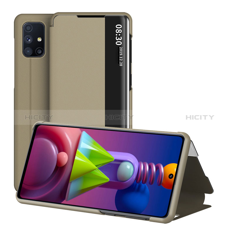 Handytasche Stand Schutzhülle Flip Leder Hülle ZL2 für Samsung Galaxy M51 Gold