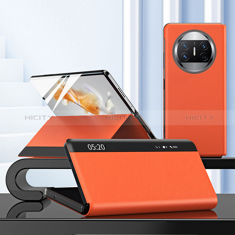 Handytasche Stand Schutzhülle Flip Leder Hülle ZL3 für Huawei Mate X3 Orange Plus