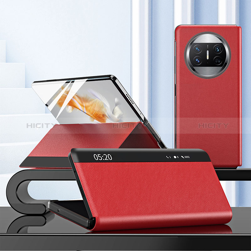 Handytasche Stand Schutzhülle Flip Leder Hülle ZL3 für Huawei Mate X3 Rot