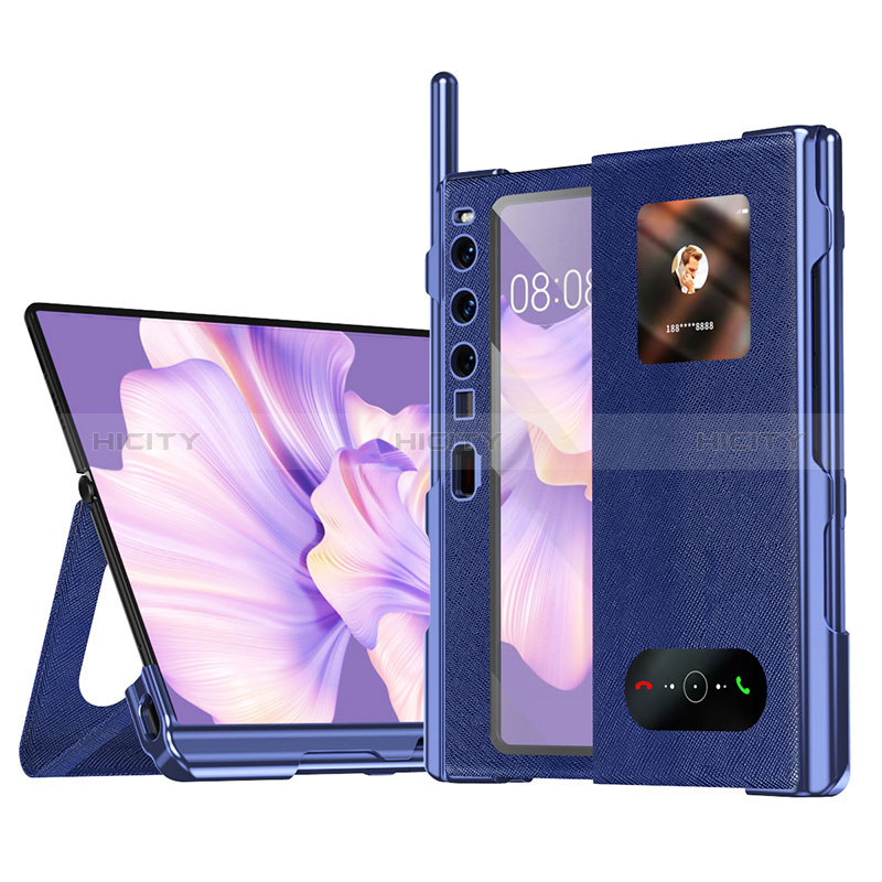 Handytasche Stand Schutzhülle Flip Leder Hülle ZL4 für Huawei Mate Xs 2 Blau