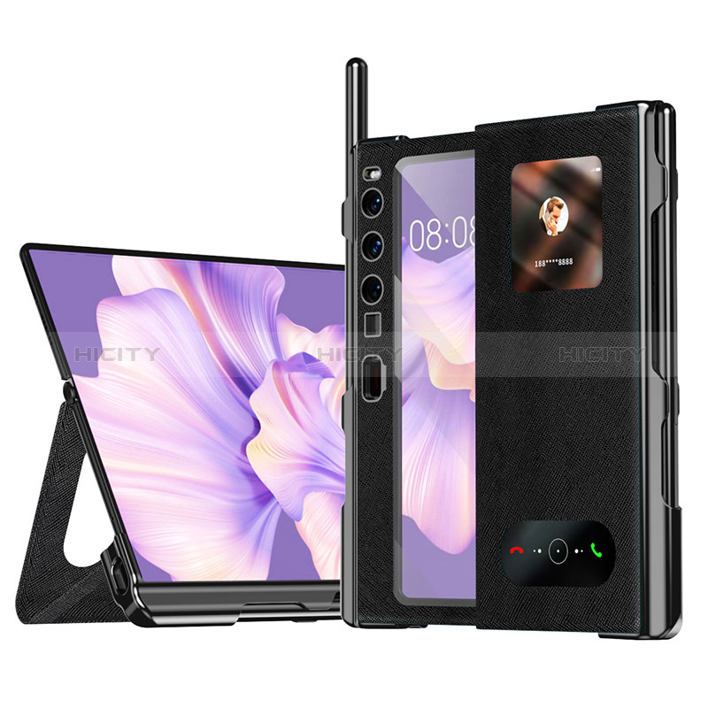 Handytasche Stand Schutzhülle Flip Leder Hülle ZL4 für Huawei Mate Xs 2 Schwarz