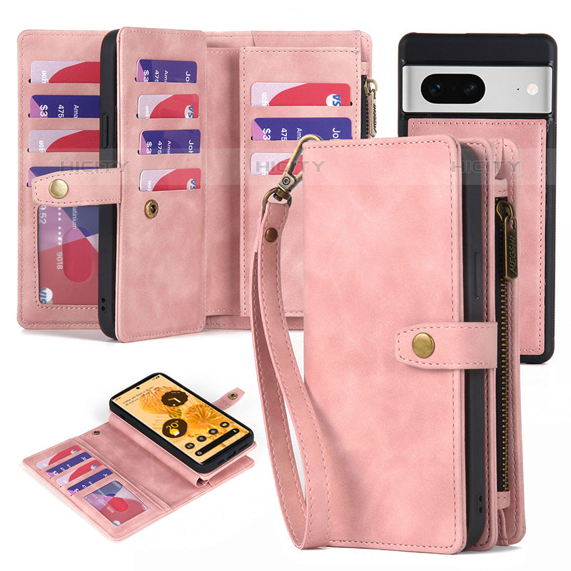 Handytasche Stand Schutzhülle Flip Leder Hülle ZY1 für Google Pixel 7 5G Rosegold Plus