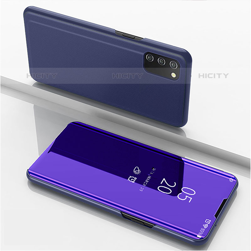Handytasche Stand Schutzhülle Flip Leder Rahmen Spiegel Tasche für Samsung Galaxy M02s Violett Plus