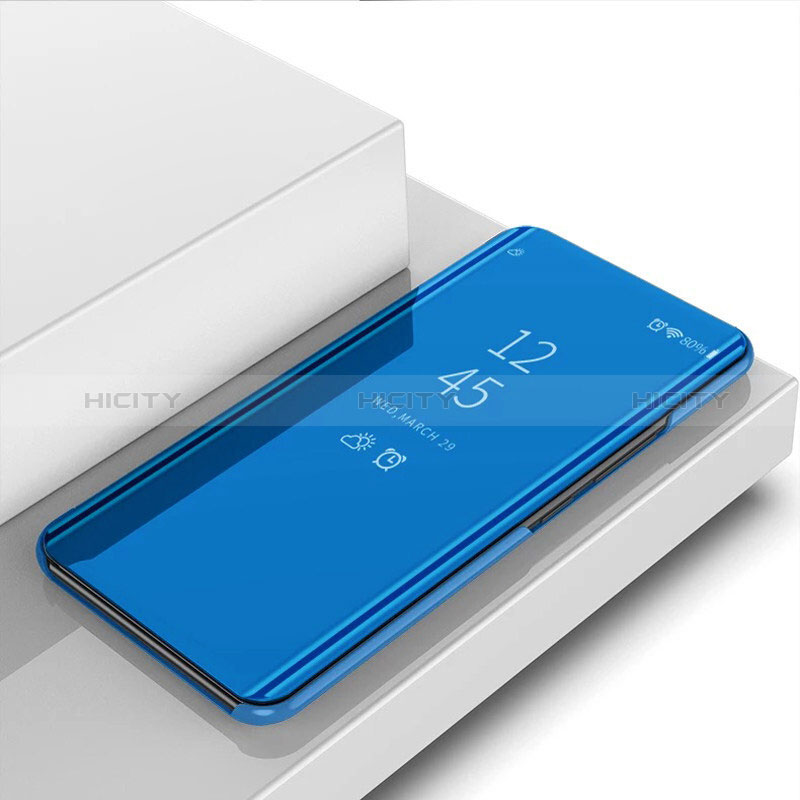 Handytasche Stand Schutzhülle Flip Leder Rahmen Spiegel Tasche für Vivo Y53s NFC Blau