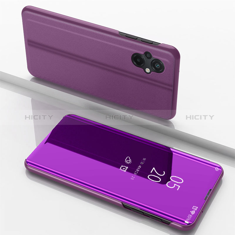 Handytasche Stand Schutzhülle Flip Leder Rahmen Spiegel Tasche für Xiaomi Poco M5 4G Violett