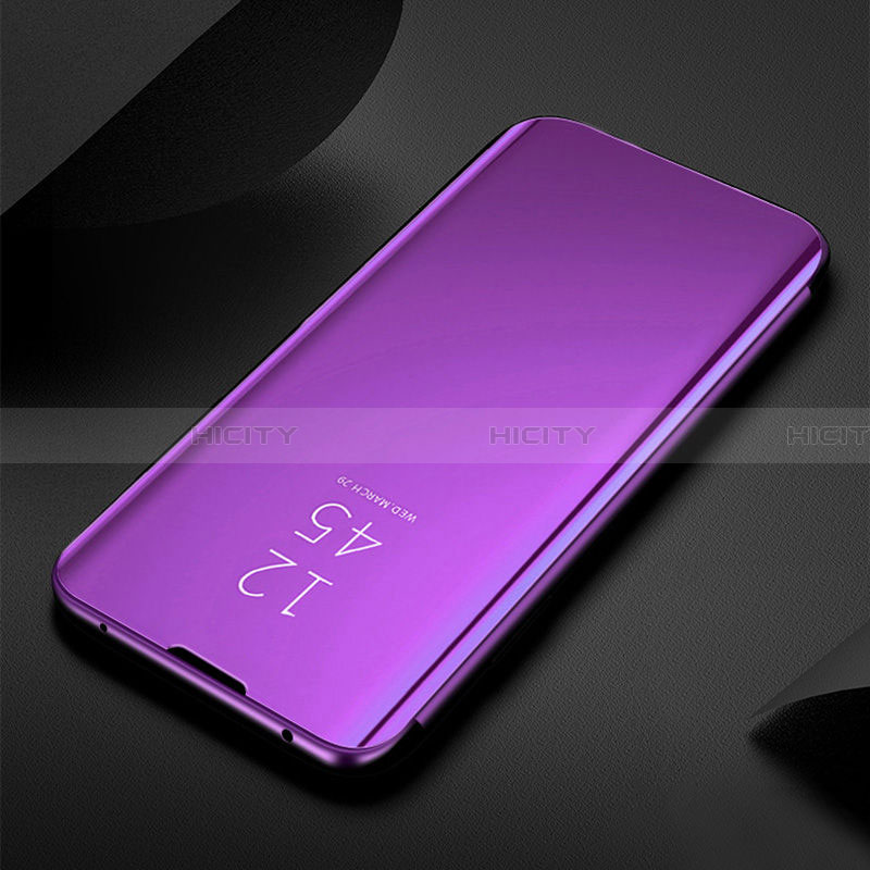 Handytasche Stand Schutzhülle Flip Leder Rahmen Spiegel Tasche L01 für Samsung Galaxy A22 4G Violett Plus