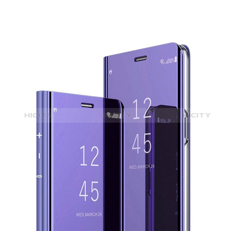Handytasche Stand Schutzhülle Flip Leder Rahmen Spiegel Tasche L02 für Samsung Galaxy M12 Violett Plus