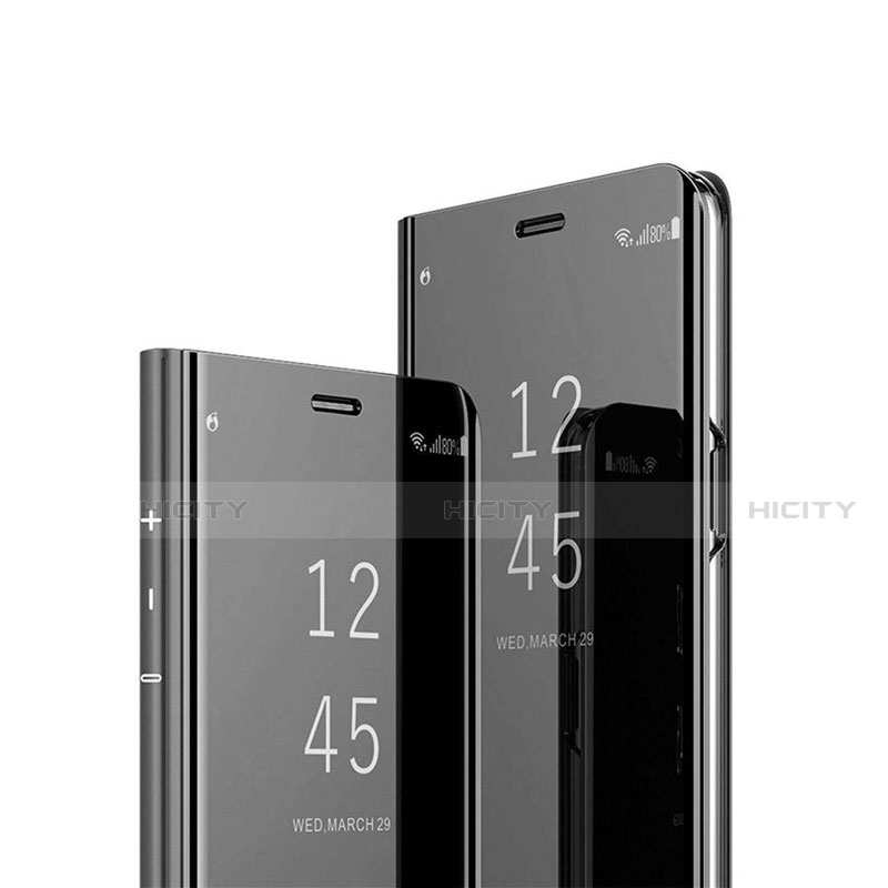 Handytasche Stand Schutzhülle Flip Leder Rahmen Spiegel Tasche L02 für Xiaomi Mi 10T Lite 5G Schwarz Plus