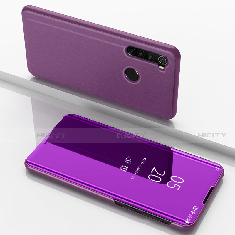 Handytasche Stand Schutzhülle Flip Leder Rahmen Spiegel Tasche M01 für Xiaomi Redmi Note 8T Pink Plus