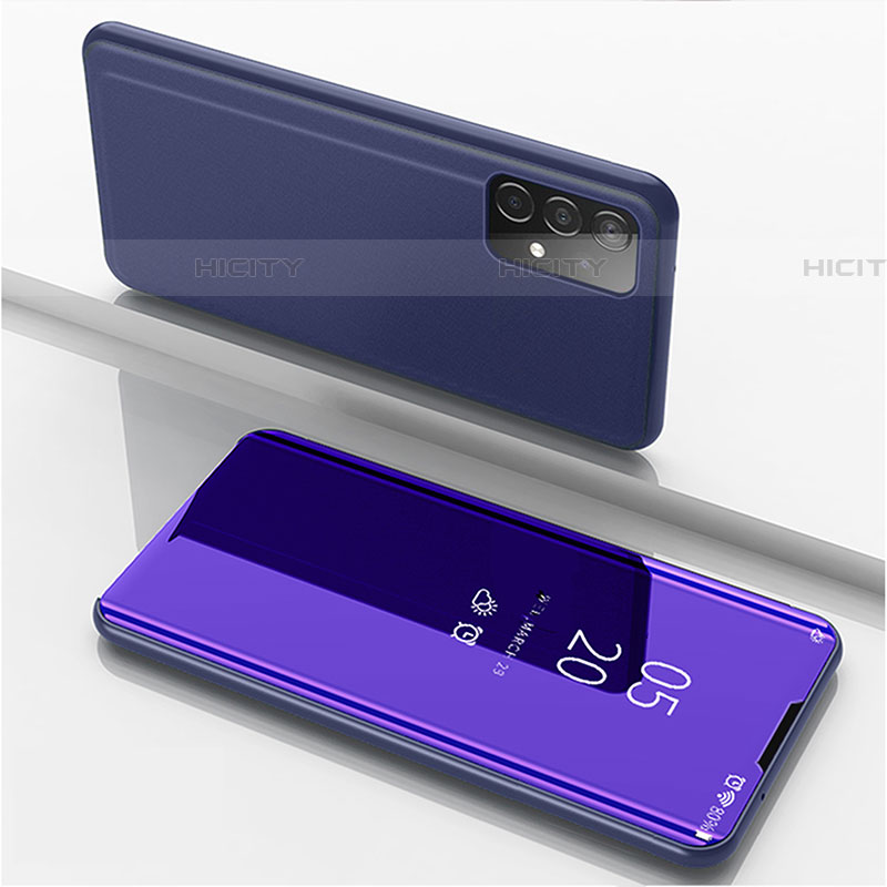 Handytasche Stand Schutzhülle Flip Leder Rahmen Spiegel Tasche ZL1 für Samsung Galaxy A52 4G Violett