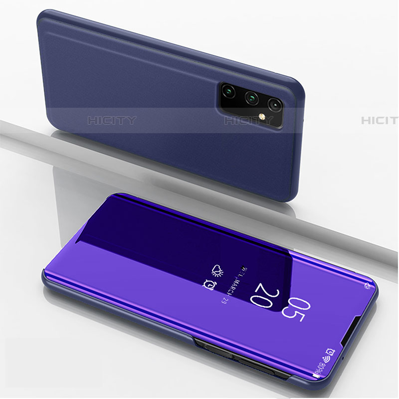 Handytasche Stand Schutzhülle Flip Leder Rahmen Spiegel Tasche ZL1 für Samsung Galaxy A82 5G Violett