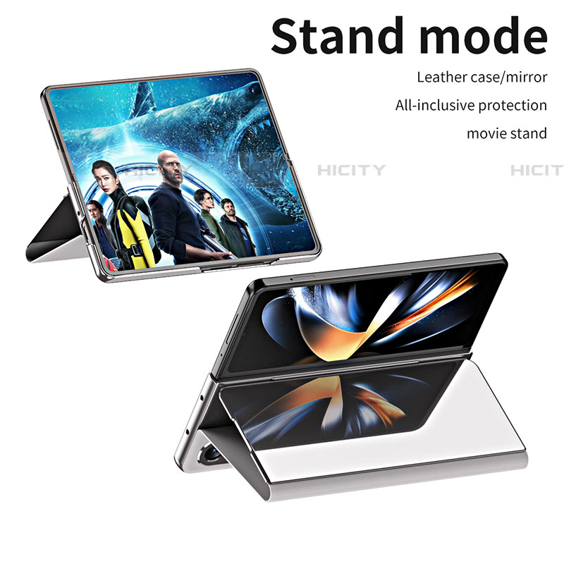 Handytasche Stand Schutzhülle Flip Leder Rahmen Spiegel Tasche ZL1 für Samsung Galaxy Z Fold4 5G